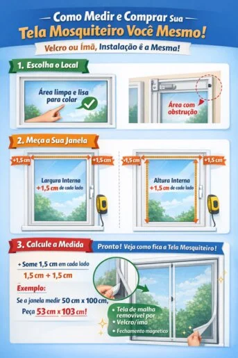 Medir corretamente garante que sua tela mosquiteiro tenha encaixe perfeito, sem frestas e sem dor de cabeça. 