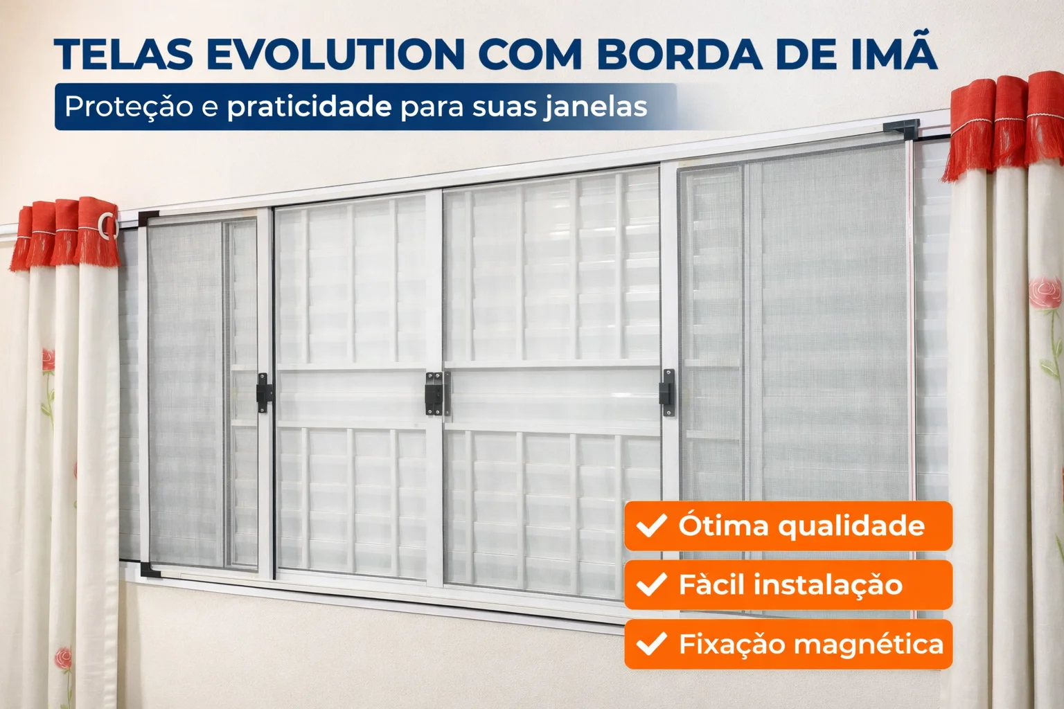 Ilustração mostrando a medição da largura e altura do vão da janela com trena para instalação de tela mosquiteiro